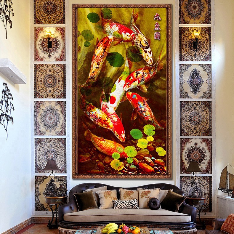 ปลาคราฟมงคล ครอสติสคริสตัล Diamond painting โมเสก ภาพติดเพชร งานฝีมือ DIY