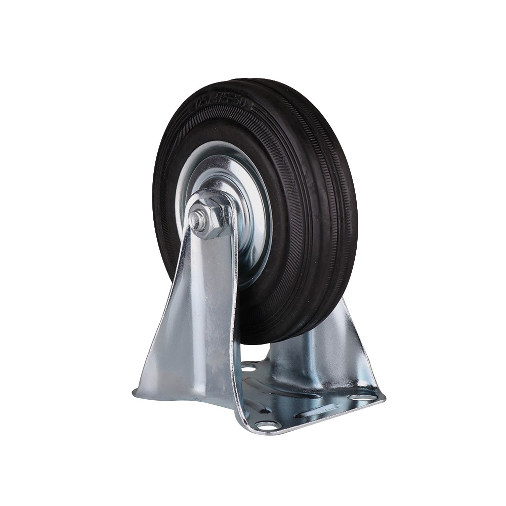 อะไหล่ เฟอร์นิเจอร์ ลูกล้อ RUBBER BLACK FITT แป้นตาย 5" 037125 RIGID CASTER WHEEL 5" FITT 037125 RUBBER BLACK