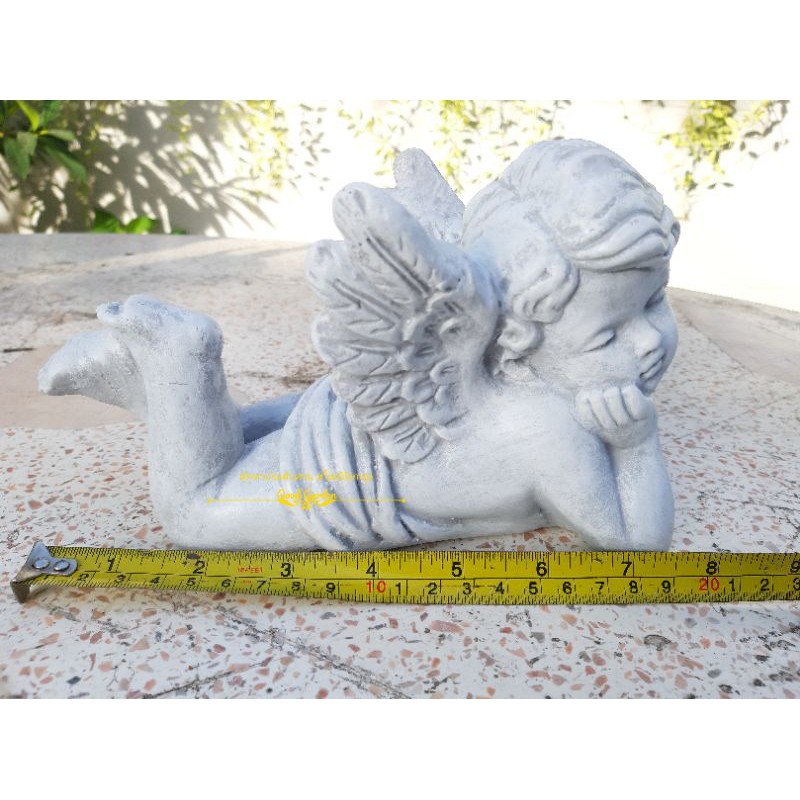 คิวปิดนอน 2 ตัว/ชุด ปูนปั้น ตุุ๊กตาประดับสวน จัดสวน