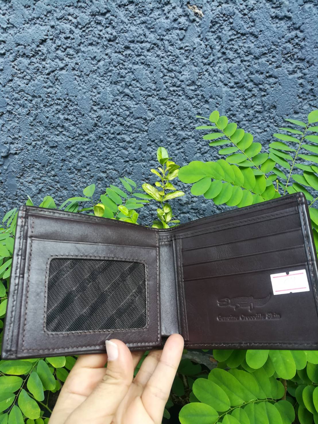 กระเป๋าหนังจระเข้แท้(หนังท้อง) สีน้ำตาล (ซับในมีตำหนิ)