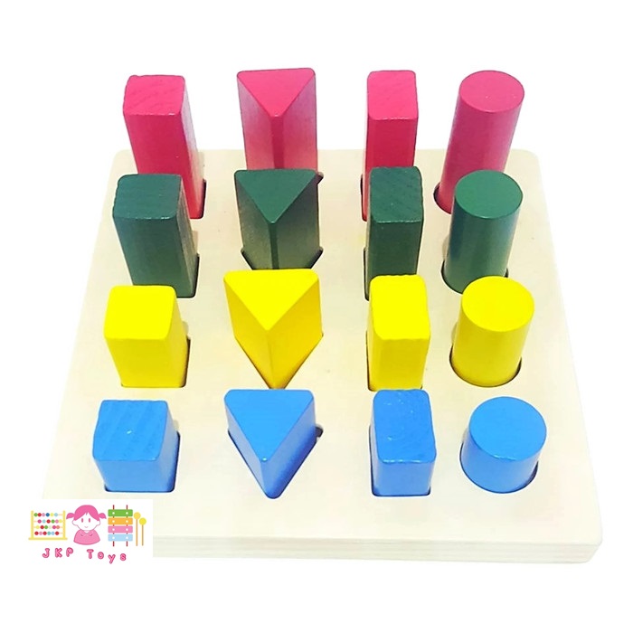 ของเล่นไม้ บล็อคไม้ รูปทรง สื่อการเรียนการสอน ใช้ใน โรงเรียนแบบ Montessori (Montessori Math Educational Toys Wooden Material)