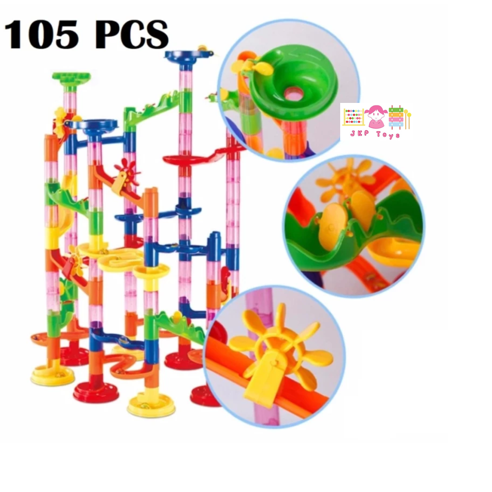 MARBLE RUN รางลูกแก้วหรรษา แบบประกอบเองตามจินตนาการ รุ่น105 pcs.