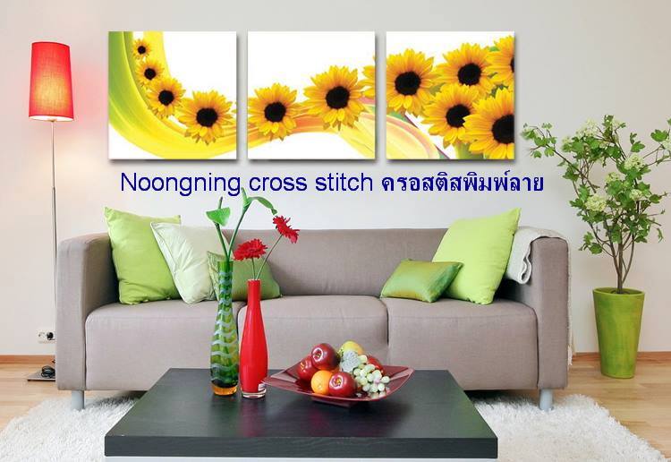 ดอกไม้ ชุดปักครอสติช พิมพ์ลาย ครอสติสจีน งานฝีมือ DIY