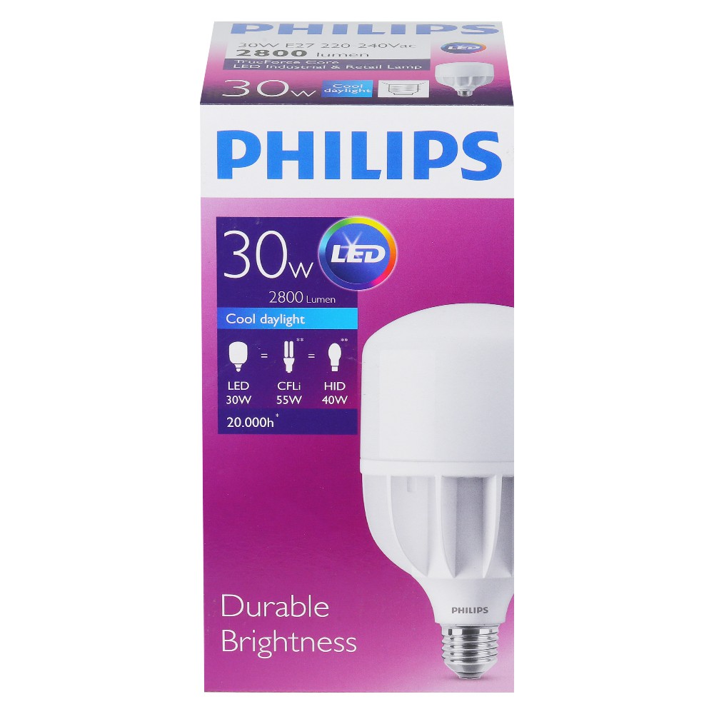 หลอด LED PHILIPS TFORCE 30 วัตต์ DAYLIGHT E27 หลอดไฟภายในบ้านเอนกประสงค์