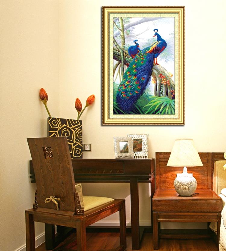 นกยูง ครอสติสคริสตัล Diamond painting โมเสก ภาพติดเพชร งานฝีมือ DIY