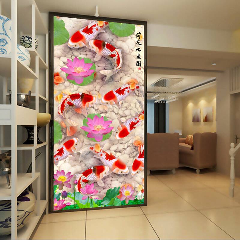 ปลาคราฟ ดอกบัว ครอสติสคริสตัล Diamond painting โมเสก ภาพติดเพชร งานฝีมือทำที่บ้าน DIY