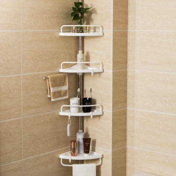 แสตนเลสหนา 🚚 ชั้นวางของในห้องน้ำ ห้องครัว ปรับสูงได้ เข้ามุม ไม่ต้องเจาะ toilet shelf ชั้นวางเข้ามุม 4 ชั้น