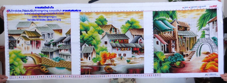 บ้านริมน้ำ ครอสติสปักสำเร็จ170x75cm ไม่รวมกรอบ งานฝีมือ DIY