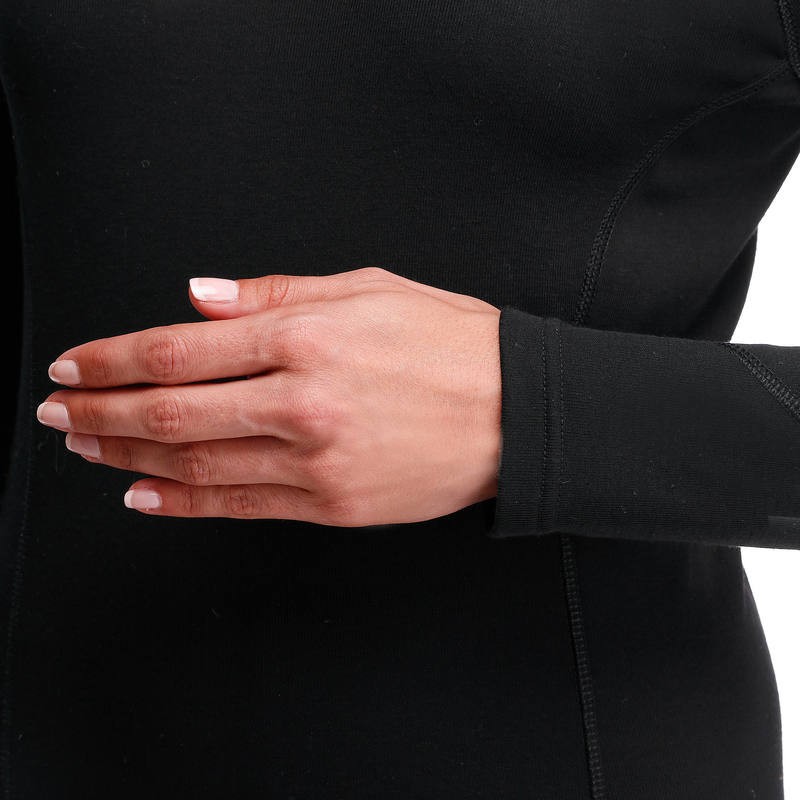 เสื้อตัวในผู้หญิงสำหรับใส่เล่นสกีรุ่น SIMPLE WARM (สีดำ)