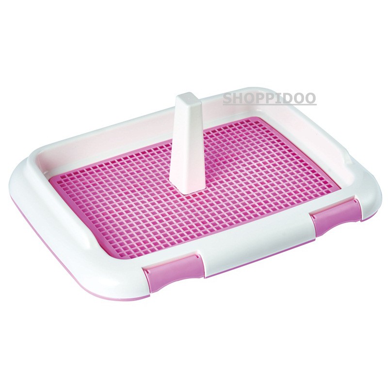 ห้องน้ำสุนัข 2ขนาด รุ่นมีเสา มี/ไม่มีตะแกรง พร้อมตัวล็อค สีฟ้า/ชมพู ห้องน้ำหมา ถาดฉี่สุนัข ถาดฉี่หมา