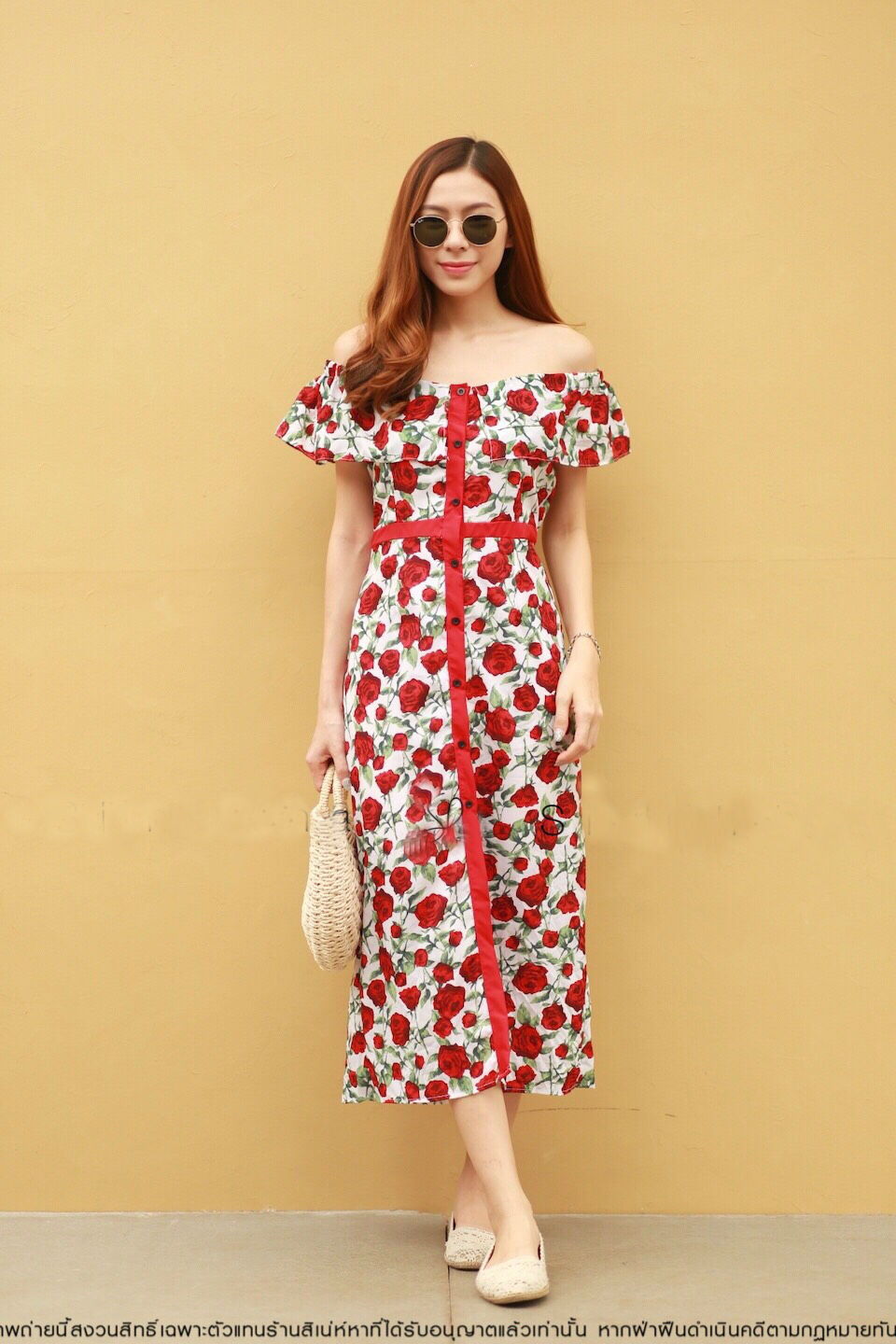 DS0102 เดรสแฟชั่น เดรสออกงาน ชุดออกงาน เดรสสั้น ชุดทำงาน เดรสลายดอก ชุดไปงานแต่ง