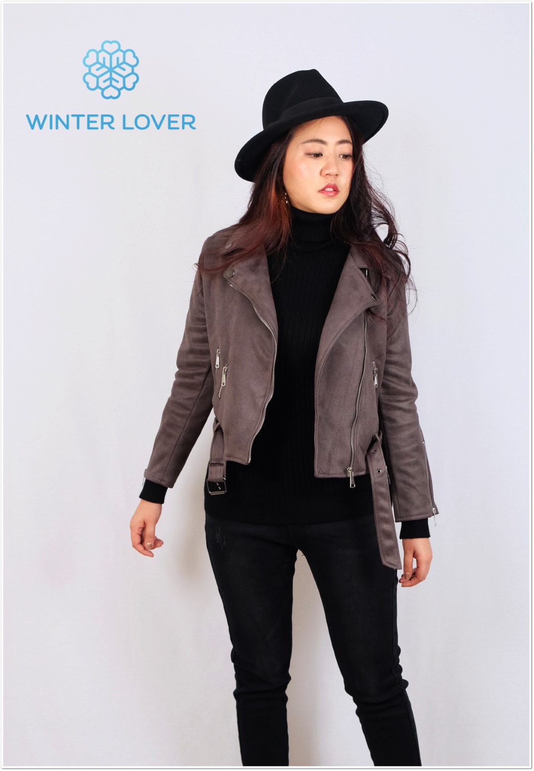 Grey Deerskin Leather Jacket for Women