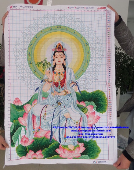 เจ้าแม่กวนอิม100x70cm ครอสติสปักสำเร็จ ไม่รวมกรอบ งานฝีมือ DIY