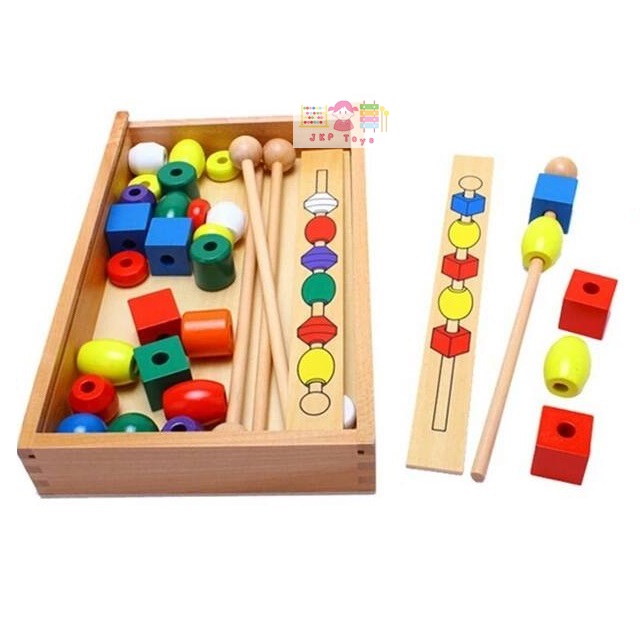 ชุดลูกปัดสอนเรียงลำดับ สี รูปทรง ฝึกความจำ