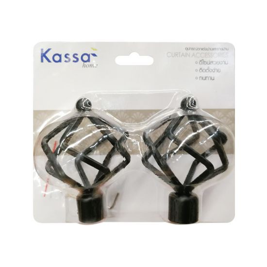 KASSA HOME หัวท้ายรางม่าน รุ่น FINIALS40 ขนาด 19 มม. (ชุด 2 ชิ้น) สีดำ ดีไซน์เรียบหรู