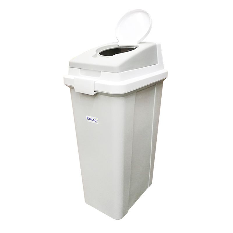 KASSA HOME ถังขยะฝาปิด ทรงเหลี่ยม 45 ลิตร รุ่น PN6045 ขนาด 25 x 38 x 70 ซม. สีเทา ผลิตจากพลาสติก PP เนื้อหนา คุณภาพดี