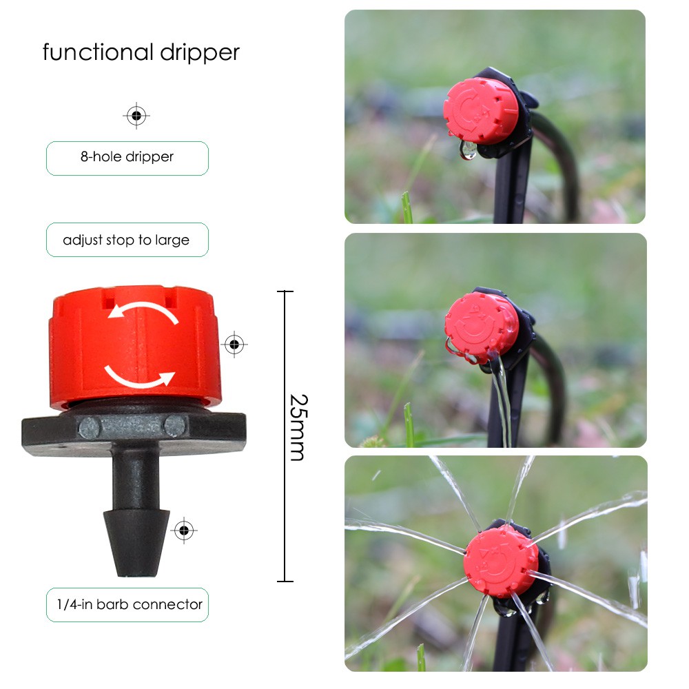 สายยางฉีดน้ำอัตโนมัติ ท่อน้ำสายยางฉีดสวนหยดระบบชลประทานพืชดอกไม้รดน้ำชุดที่มี D Rippers ปรับDIY Timing