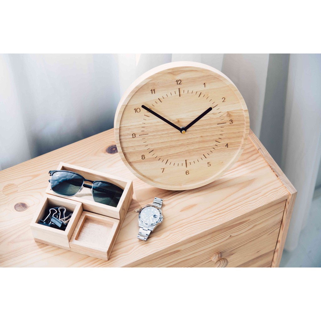 Mori No Naka นาฬิกาแขวนผนัง นาฬิกาไม้ เดินเงียบ ROUND WALL CLOCK สำหรับแขวนผนังหรือตั้งโต๊ะ