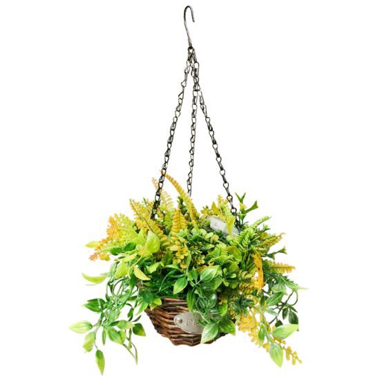 FONTE ใบเฟิร์นผสมประดิษฐ์ พร้อมกระถางแขวน รุ่น 190401 DIA ขนาด 20 x 20 x 68 ซม. สีเขียว