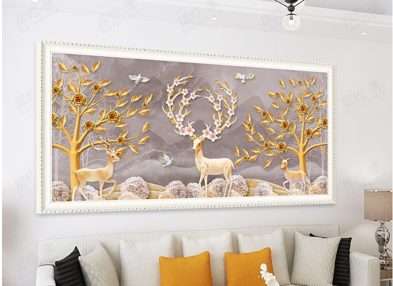 กวางทอง ในหุบเขา ชุดปักครอสติส พิมพ์ลาย ครอสติสจีน งานฝีมือทำที่บ้าน DIY