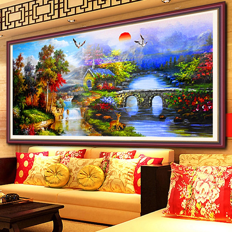 นกยูงคู่ ครอสติสคริสตัล Diamond painting โมเสก ภาพติดเพชร งานฝีมือ DIY