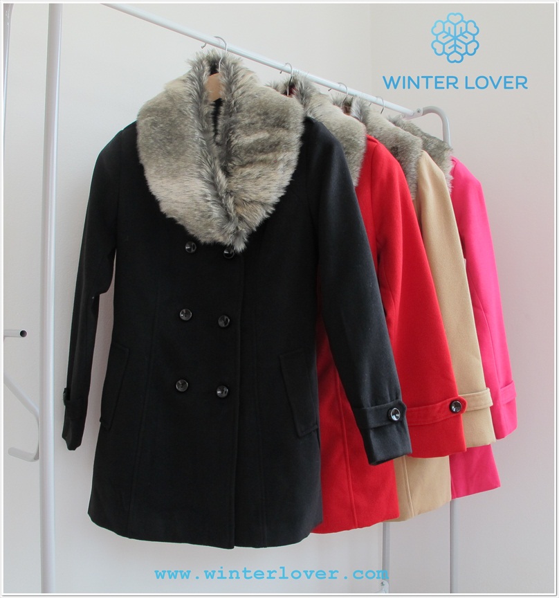 เสื้อโค้ทสีดำยาวกันหนาวแต่งขนเฟอร์พร้อมส่ง