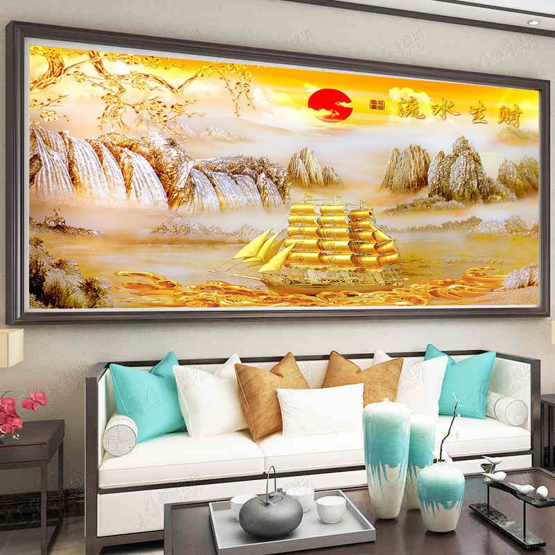 เรือสำเภาทอง ค้าขายร่ำรวย ครอสติสคริสตัล Diamond painting โมเสก ภาพติดเพชร งานฝีมือทำที่บ้าน DIY