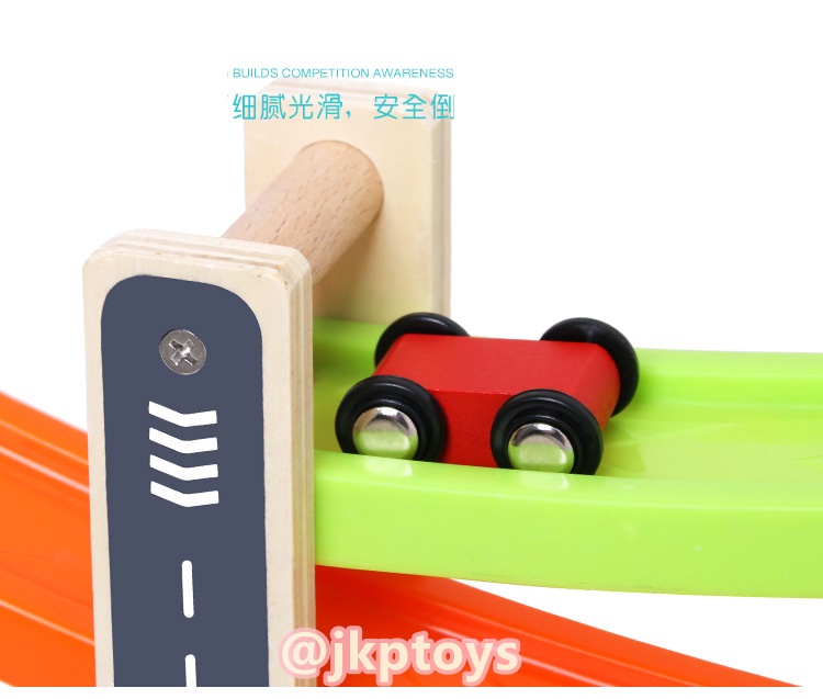 ของเล่นไม้เสริมพัฒนาการ ขายส่ง รถรางไม้สไลเดอร์ 4 ชั้น (สูง 24 ซม) (ขายส่ง 6 ชิ้น)