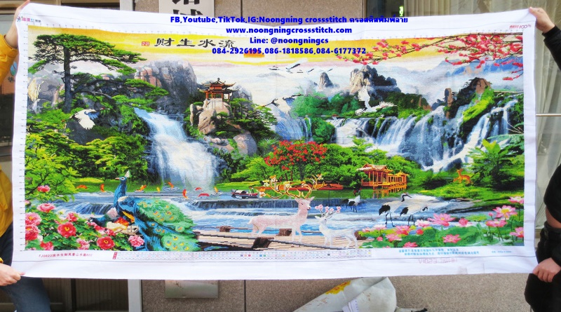 ธรรมชาติสวยงาม ครอสติสปักสำเร็จ150x60cm ไม่รวมกรอบ งานฝีมือ DIY