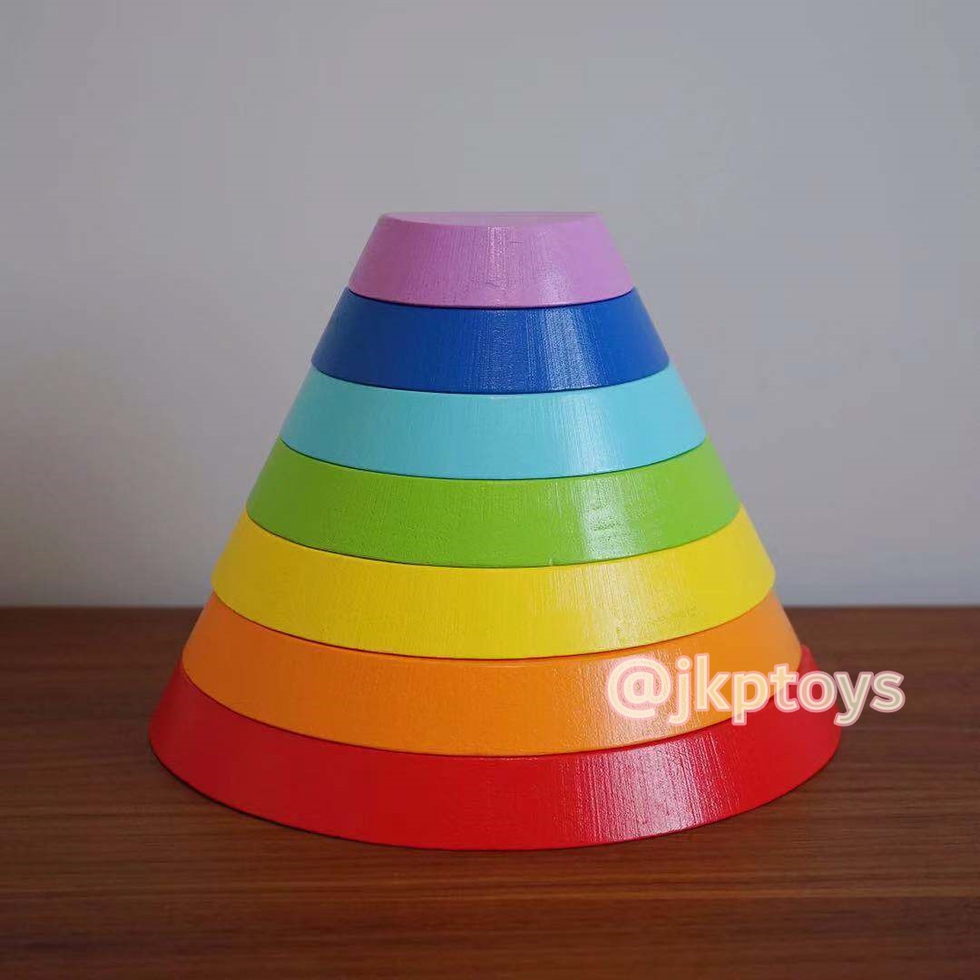 ของเล่นไม้เสริมพัฒนาการ สายรุ้ง สายรุ้งไม้ บล๊อกไม้ บล๊อกสายรุ้ง เรียนรู้สี ขนาด รูปทรง