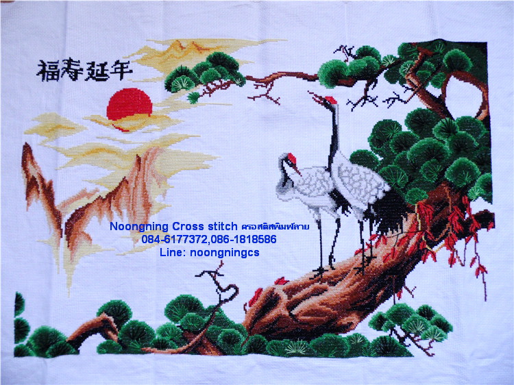 นกคู่ ชุดปักครอสติช พิมพ์ลาย ครอสติสจีน งานฝีมือ DIY