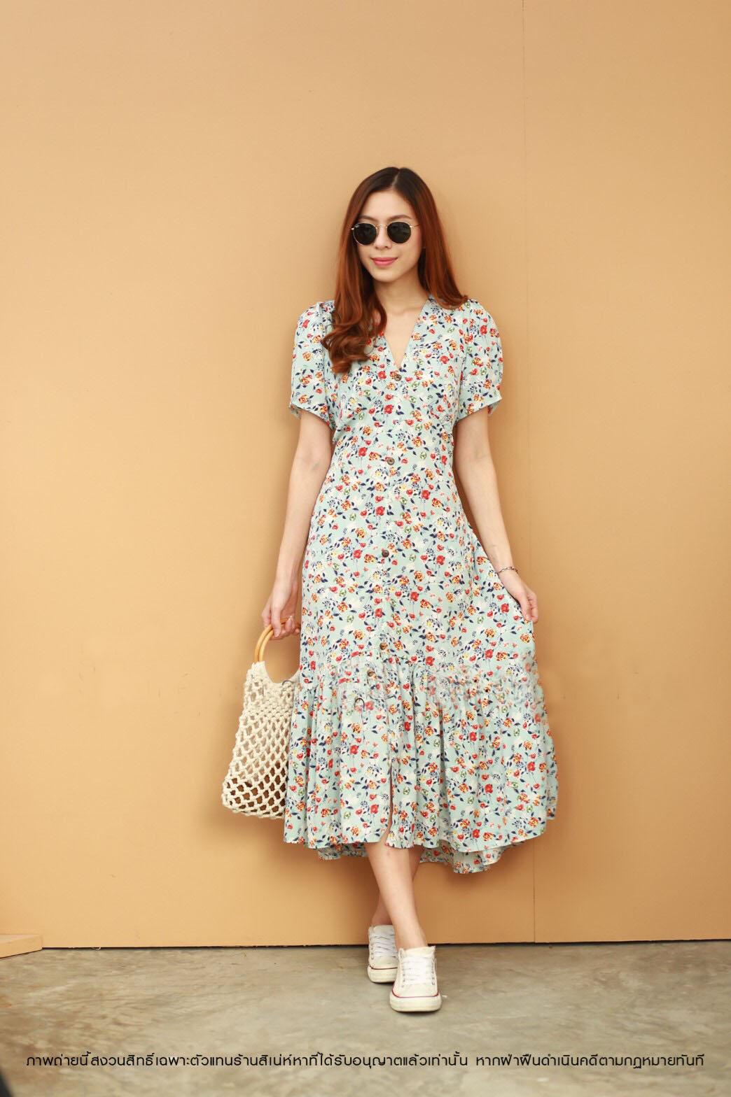 MD0040 เดรสแฟชั่น ชุดเดรสยาว แม็กซี่เดรส Maxidress ลายดอก Maxxi Dress