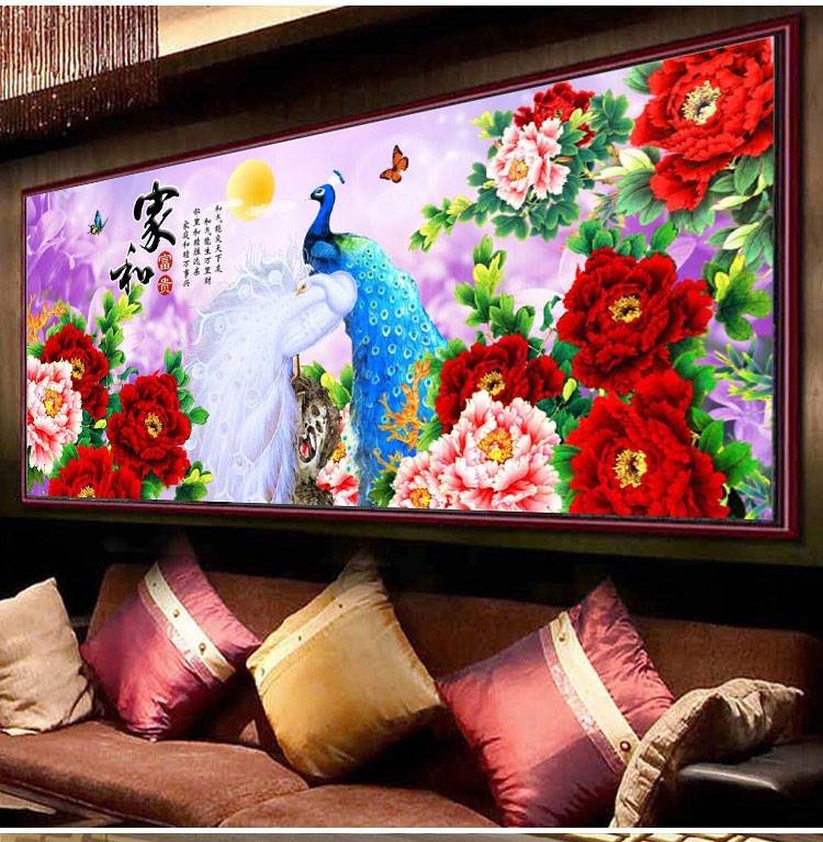 นกยูง ชุดปักครอสติช พิมพ์ลาย ชุดปักครอสติช พิมพ์ลาย ครอสติสจีน งานฝีมือ DIY