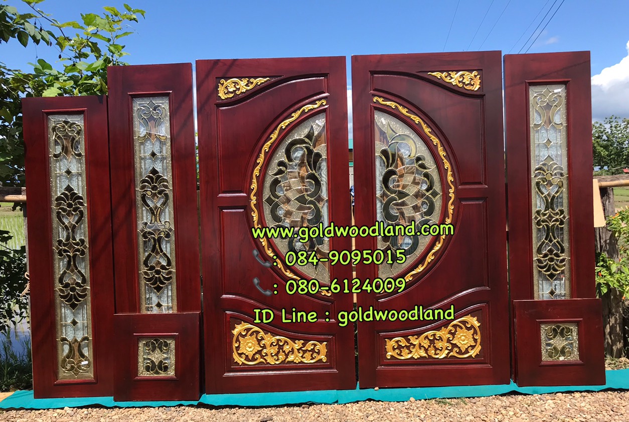 ประตูไม้สักกระจกนิรภัย GBBB - 152