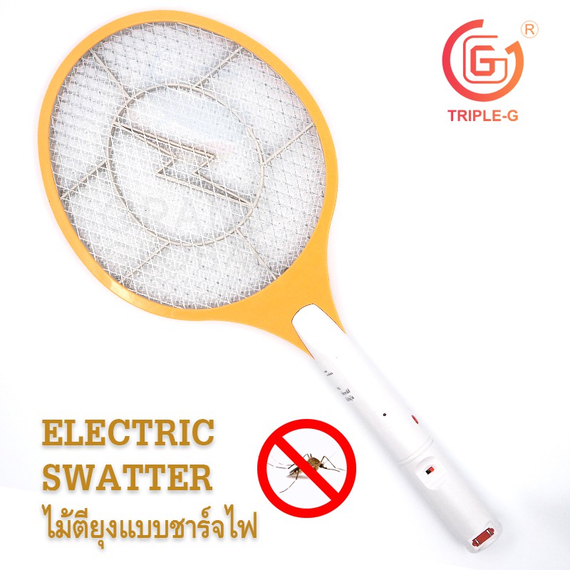 Triple-G | ไม้ตียุง ชาร์จไฟบ้าน ขนาดใหญ่ Mosquito Swatter 10 นิ้ว คละสี