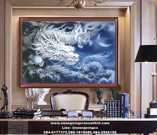 มังกรขาว แก้วสารพัดนึก ชุดปักครอสติส พิมพ์ลาย ครอสติสจีน งานฝีมือทำที่บ้าน DIY