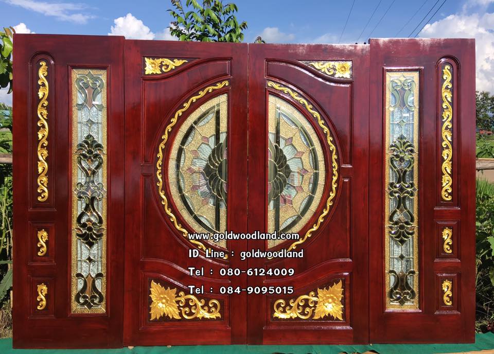ประตูไม้สักกระจกนิรภัยบานเลื่อน GBBB - 14 (คลิกรายละเอียดที่รูป)