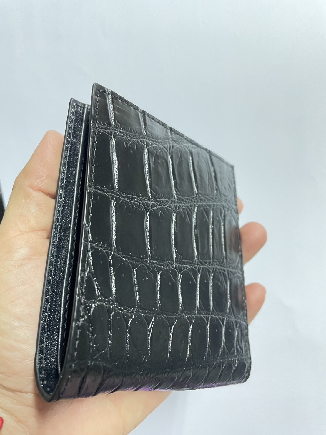 กระเป๋าหนังจระเข้แท้(หนังท้อง) สีดำ