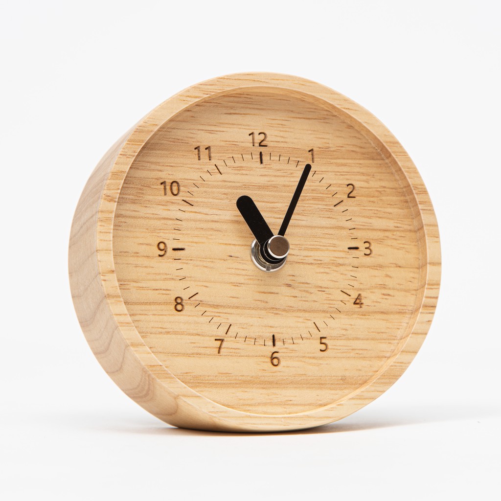 Mori No Naka นาฬิกาตั้งโต๊ะ นาฬิกาไม้ เดินเงียบ ROUND TABLE CLOCK จากไม้ธรรมชาติ