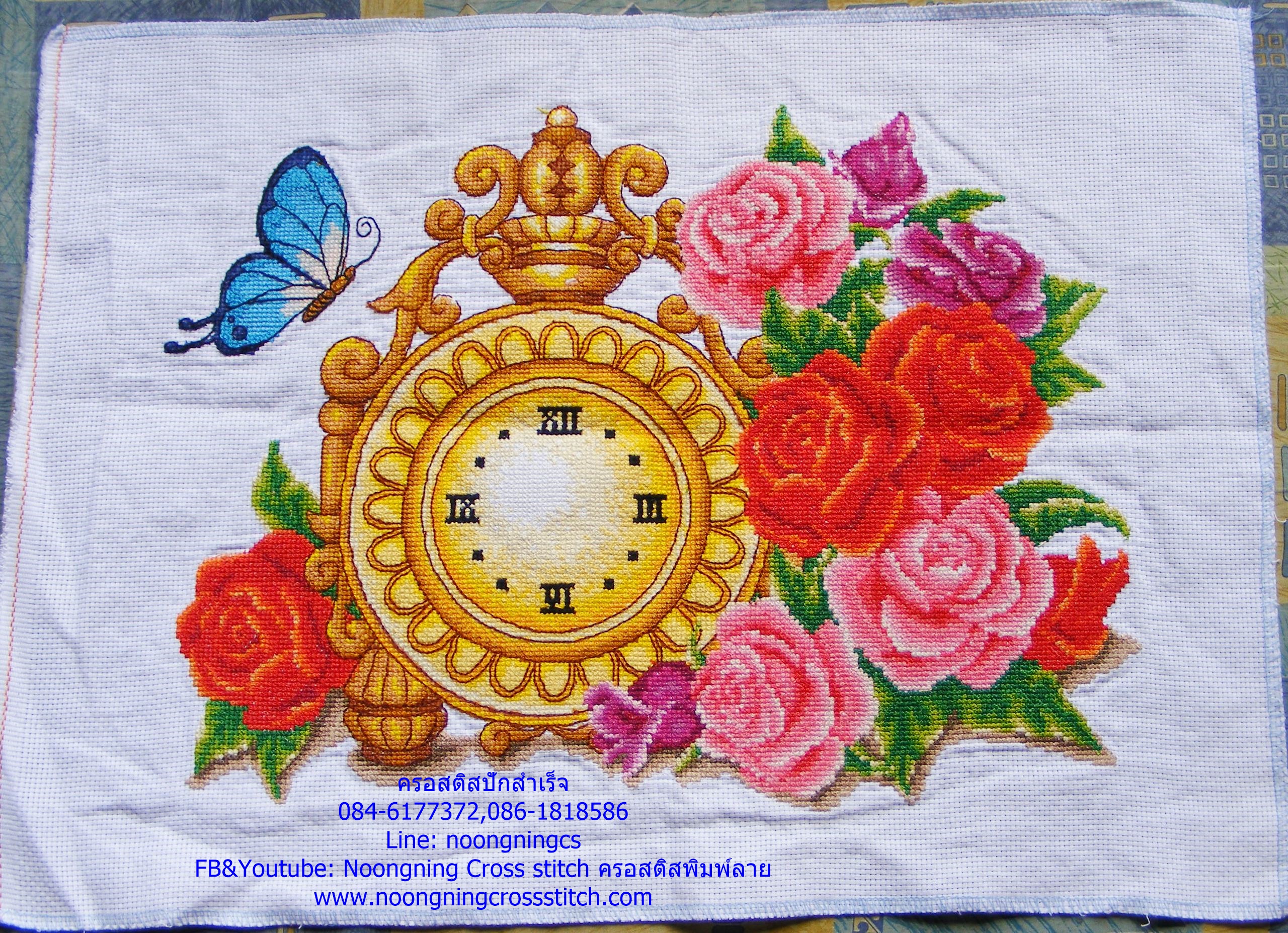 แจกันดอกไม้ ครอสติสปักสำเร็จ ไม่รวมกรอบ งานฝีมือ DIY