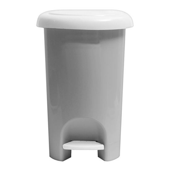 KASSA HOME ถังขยะขาเหยียบรูปไข่ 14 ลิตร รุ่น 9262 ขนาด 24 x 35.5 x 35.5 ซม. สีเทา ผลิตจากพลาสติก PP เนื้อหนา คุณภาพดี
