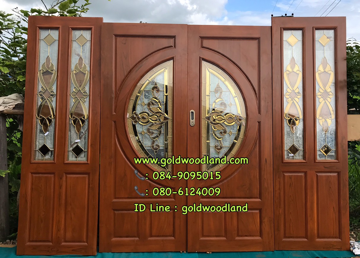 ประตูไม้สักกระจกนิรภัย GBBB - 134