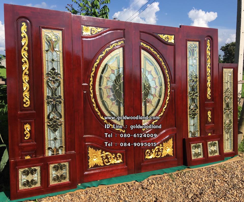 ประตูไม้สักกระจกนิรภัยบานเลื่อน GBBB - 14 (คลิกรายละเอียดที่รูป)