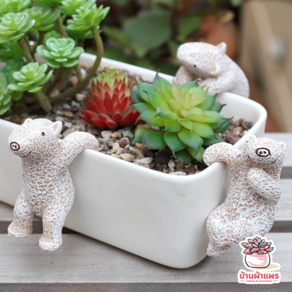 โมเดล โมเดลสัตว์น้อยห้อยแขวนกระถาง เซต 3 ชิ้น ตุ๊กตาจิ๋ว โมเดลจิ๋ว แต่งสวน