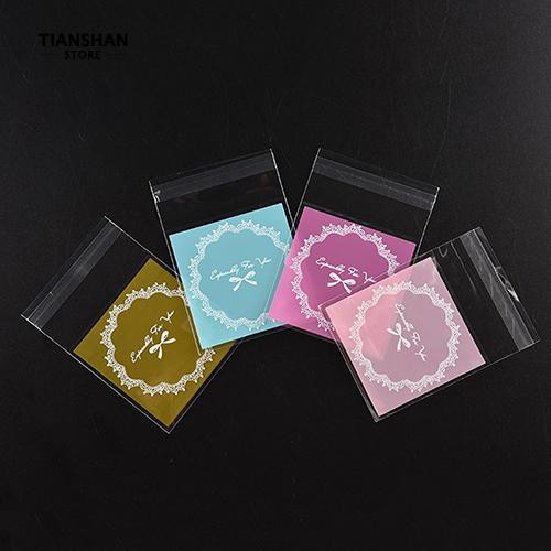 Tianshan บ้านและที่อยู่อาศัย 100PcsBowknotSelfAdhesiveBagDIYCookieCandy บรรจุภัณฑ์ถุงกระดาษแก้ว
