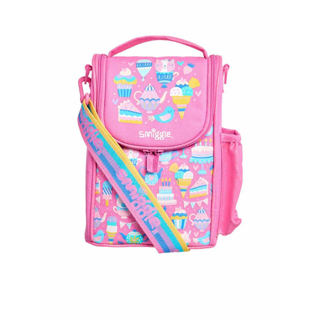 Smiggle กระเป๋าใส่กล่องข้าว Junior มีสายสะพาย คอลเลกชั่น Whirl ลายของหวาน สีชมพู