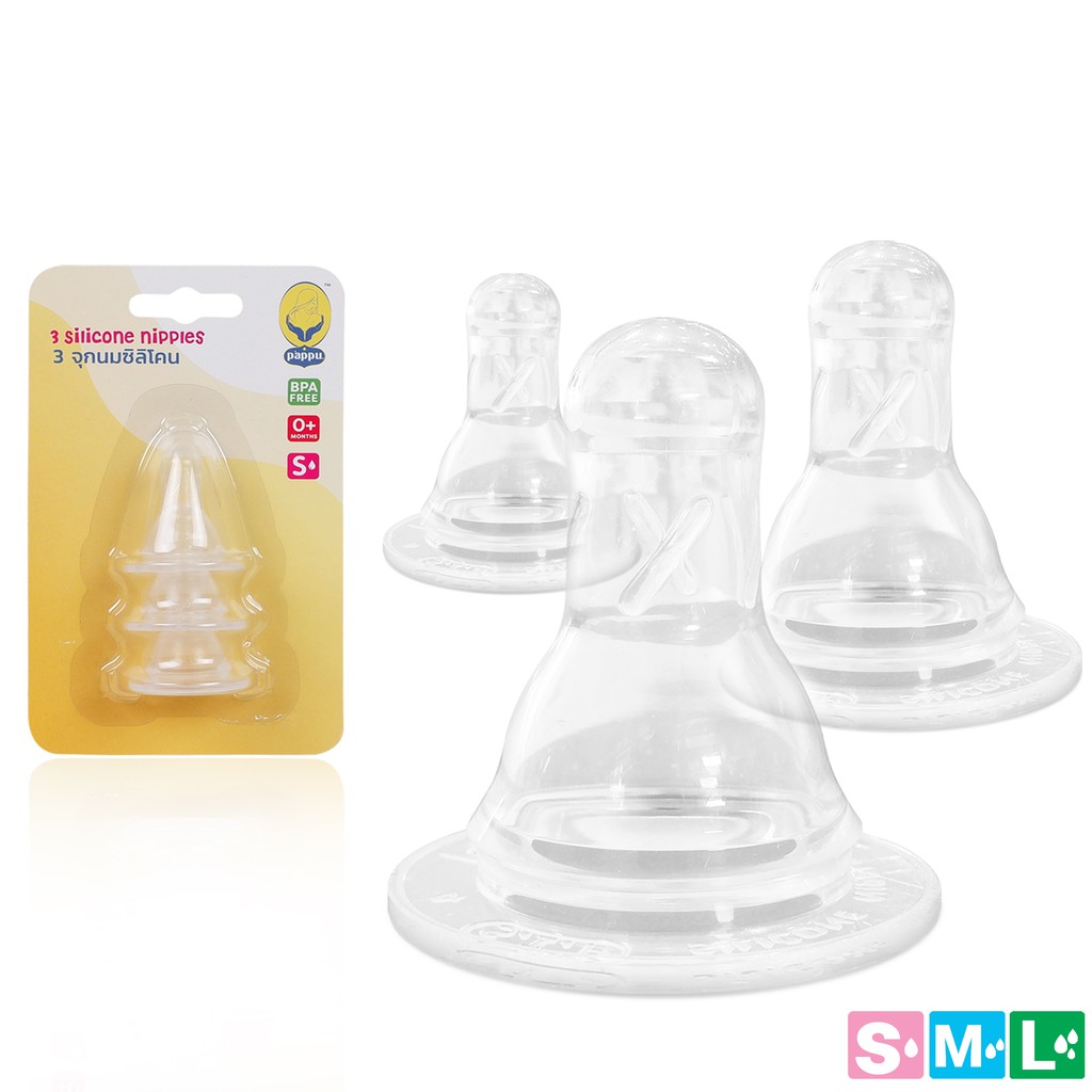 PAPPU จุกนมซิลิโคน แบบใส มี 3ไซส์ S,M,L มี 3 ชิ้น ย 3.8x ก 3.8 xส 4 ซม. สินค้าแม่และเด็ก