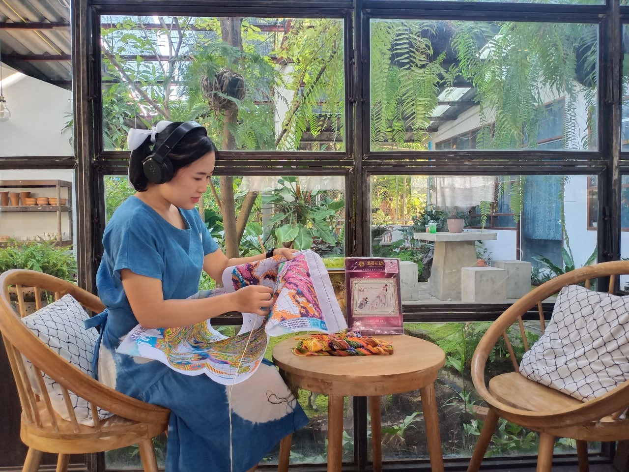 นกยูง ชุดปักครอสติส พิมพ์ลาย ครอสติสจีน งานฝีมือทำที่บ้าน DIY