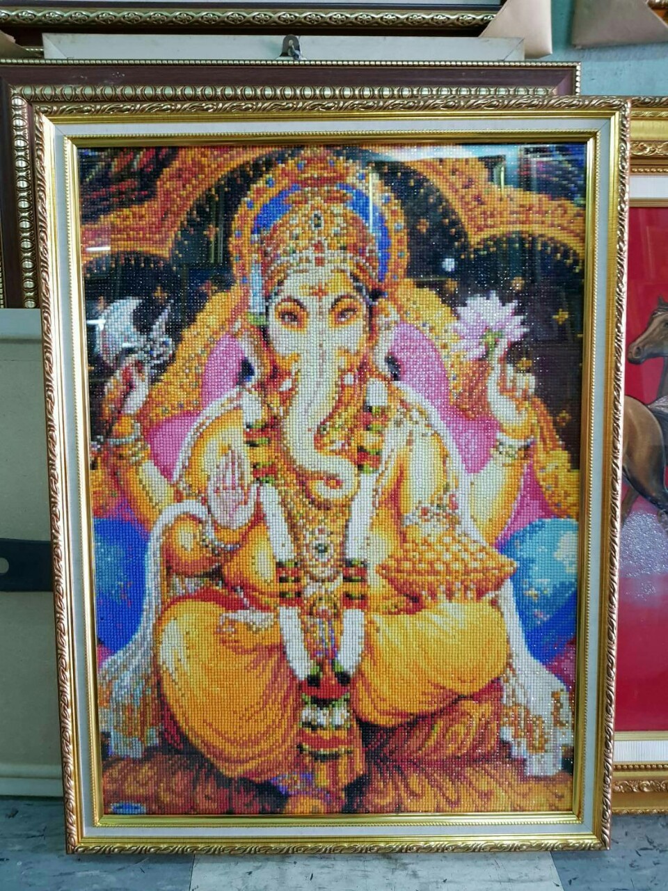 พระพิฆเนศ ครอสติสคริสตัล Diamond painting โมเสก ภาพติดเพชร งานฝีมือ DIY