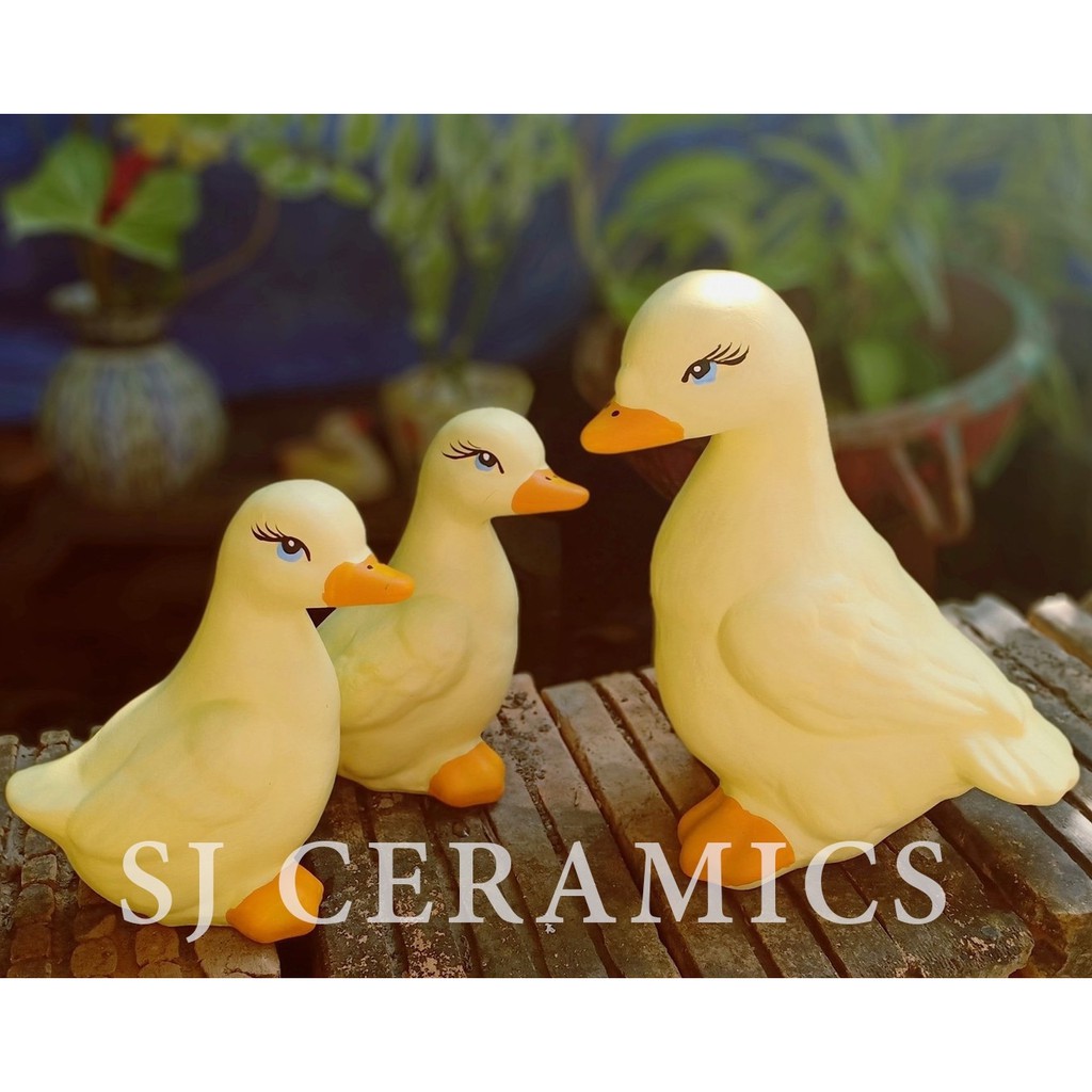 เซรามิคเป็ด ชุดครอบครัวเป็ด 1 ชุด 3 ชิ้น เซรามิคแต่งสวน เซรามิคสัตว์ ตุ๊กตาแต่งสวน เป็ด vroS